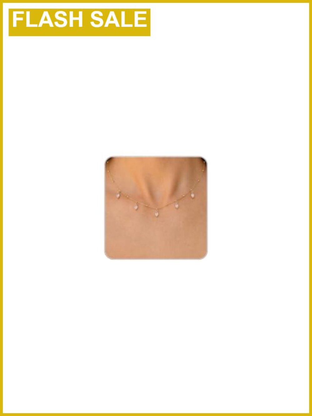 Dainty Station Choker Necklace 14K Gold Plated Cubic Zirconia Adjustable